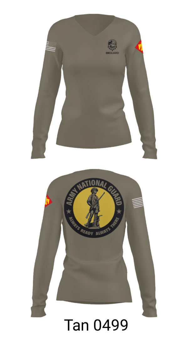 Womens Long Sleeve Vneck Shirt, Recruiting & Retention Battalion, National Guard, Teamtime, Team time, sublimation, custom sports apparel, team uniforms, spirit wear, spiritwear, sports uniforms, custom shirts, team store, custom team store, fundraiser sports, apparel fundraiser