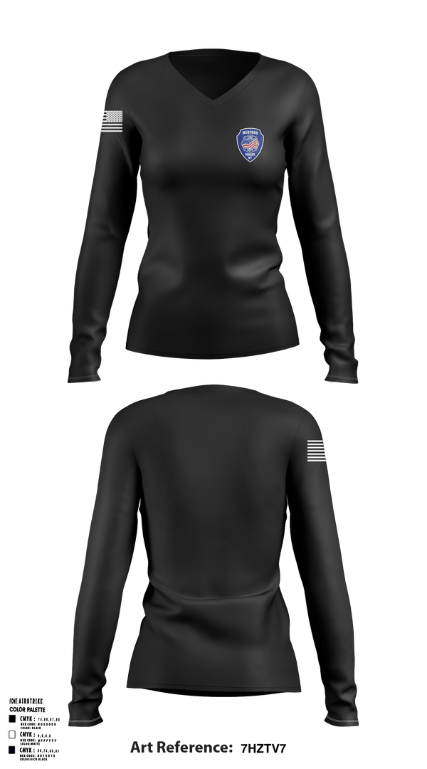 Womens Long Sleeve Vneck Shirt 1, Medford Fire Department Juniors, Fire Department, Teamtime, Team time, sublimation, custom sports apparel, team uniforms, spirit wear, spiritwear, sports uniforms, custom shirts, team store, custom team store, fundraiser sports, apparel fundraiser