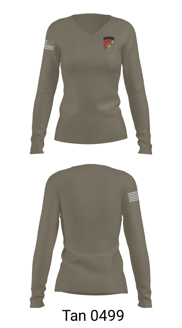 Womens Long Sleeve Vneck Shirt, F-TRP, Army, Teamtime, Team time, sublimation, custom sports apparel, team uniforms, spirit wear, spiritwear, sports uniforms, custom shirts, team store, custom team store, fundraiser sports, apparel fundraiser