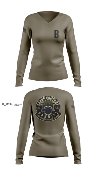 Womens Long Sleeve Vneck Shirt, , Army, Teamtime, Team time, sublimation, custom sports apparel, team uniforms, spirit wear, spiritwear, sports uniforms, custom shirts, team store, custom team store, fundraiser sports, apparel fundraiser