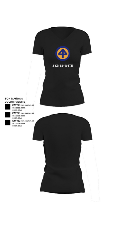 A Co 1/1-114th 36313026 Women's Short Sleeve V-neck Shirt - 24