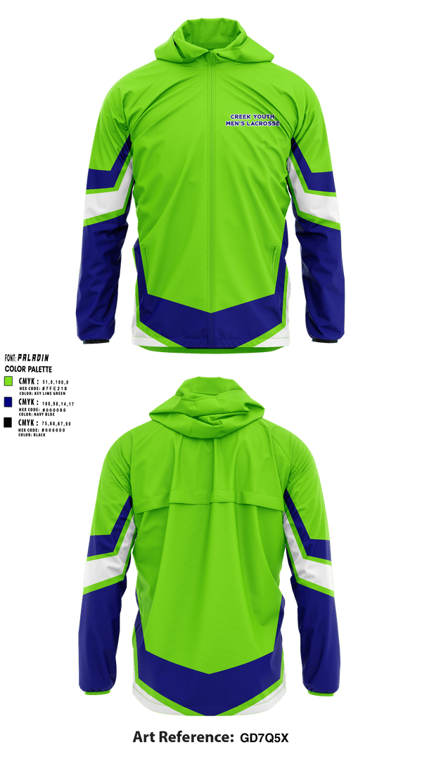 Windbreaker, Creek Youth Lacrosse, Men's Lacrosse, Teamtime, Team time, sublimation, custom sports apparel, team uniforms, spirit wear, spiritwear, sports uniforms, custom shirts, team store, custom team store, fundraiser sports, apparel fundraiser