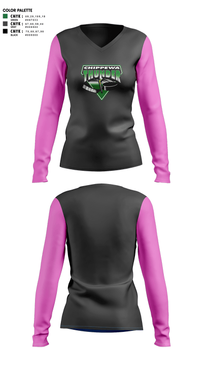 Chippewa Youth Hockey 90833189 Women's Long Sleeve V-neck Shirt -1 3