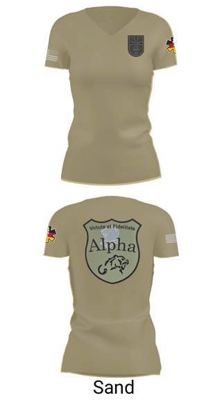Womens Short Sleeve Vneck Shirt, 4./401 PzGrenBtl, Army, Teamtime, Team time, sublimation, custom sports apparel, team uniforms, spirit wear, spiritwear, sports uniforms, custom shirts, team store, custom team store, fundraiser sports, apparel fundraiser
