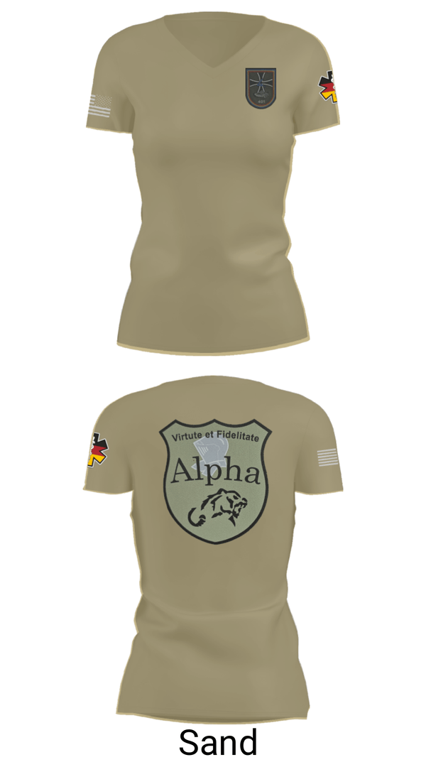 Womens Short Sleeve Vneck Shirt, 4./401 PzGrenBtl, Army, Teamtime, Team time, sublimation, custom sports apparel, team uniforms, spirit wear, spiritwear, sports uniforms, custom shirts, team store, custom team store, fundraiser sports, apparel fundraiser