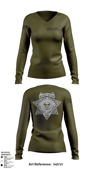 Womens Long Sleeve Vneck Shirt, Fremont County Security Services, Police, Teamtime, Team time, sublimation, custom sports apparel, team uniforms, spirit wear, spiritwear, sports uniforms, custom shirts, team store, custom team store, fundraiser sports, apparel fundraiser