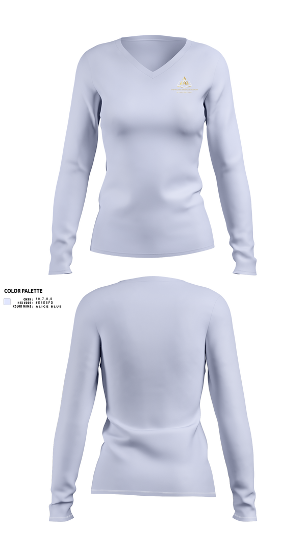 Womens Long Sleeve Vneck Shirt, The Golden Triangle Academy, , Teamtime, Team time, sublimation, custom sports apparel, team uniforms, spirit wear, spiritwear, sports uniforms, custom shirts, team store, custom team store, fundraiser sports, apparel fundraiser