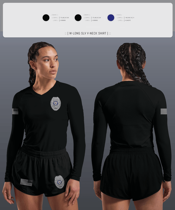 Womens Long Sleeve Vneck Shirt, Dexter Pd, Police, Teamtime, Team time, sublimation, custom sports apparel, team uniforms, spirit wear, spiritwear, sports uniforms, custom shirts, team store, custom team store, fundraiser sports, apparel fundraiser