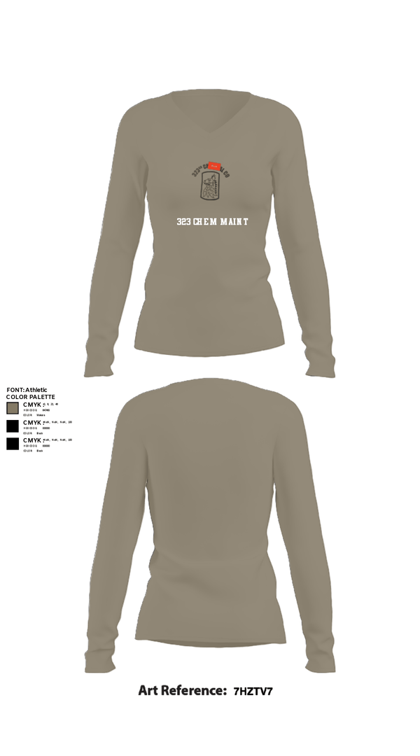Women's Long Sleeve Vneck Shirt, 323 chem maint, Army, Teamtime, Team time, sublimation, custom sports apparel, team uniforms, spirit wear, spiritwear, sports uniforms, custom shirts, team store, custom team store, fundraiser sports, apparel fundraiser