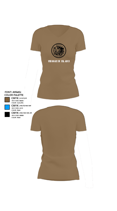 USS MAKIN ISLAND 57574160 Women's Short Sleeve V-neck Shirt - 4