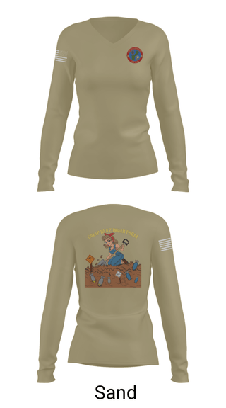 Women's Long Sleeve Vneck Shirt, MCB Camp Blaz Ordnance, Marines, Teamtime, Team time, sublimation, custom sports apparel, team uniforms, spirit wear, spiritwear, sports uniforms, custom shirts, team store, custom team store, fundraiser sports, apparel fundraiser