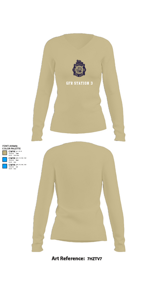 Womens Long Sleeve Vneck Shirt, GFR Station 3, Fire Department, Teamtime, Team time, sublimation, custom sports apparel, team uniforms, spirit wear, spiritwear, sports uniforms, custom shirts, team store, custom team store, fundraiser sports, apparel fundraiser