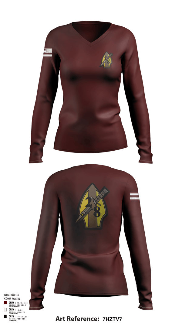 Women's Long Sleeve Vneck Shirt, 2/8, Marines, Teamtime, Team time, sublimation, custom sports apparel, team uniforms, spirit wear, spiritwear, sports uniforms, custom shirts, team store, custom team store, fundraiser sports, apparel fundraiser