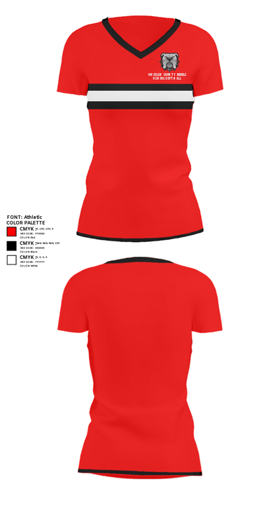 Wheeler County Middle School Softball 81804266 Women's Short Sleeve V-neck Shirt - 30