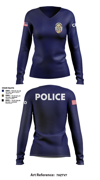 Womens Long Sleeve Vneck Shirt, Carrollton Police Department, Police, Teamtime, Team time, sublimation, custom sports apparel, team uniforms, spirit wear, spiritwear, sports uniforms, custom shirts, team store, custom team store, fundraiser sports, apparel fundraiser