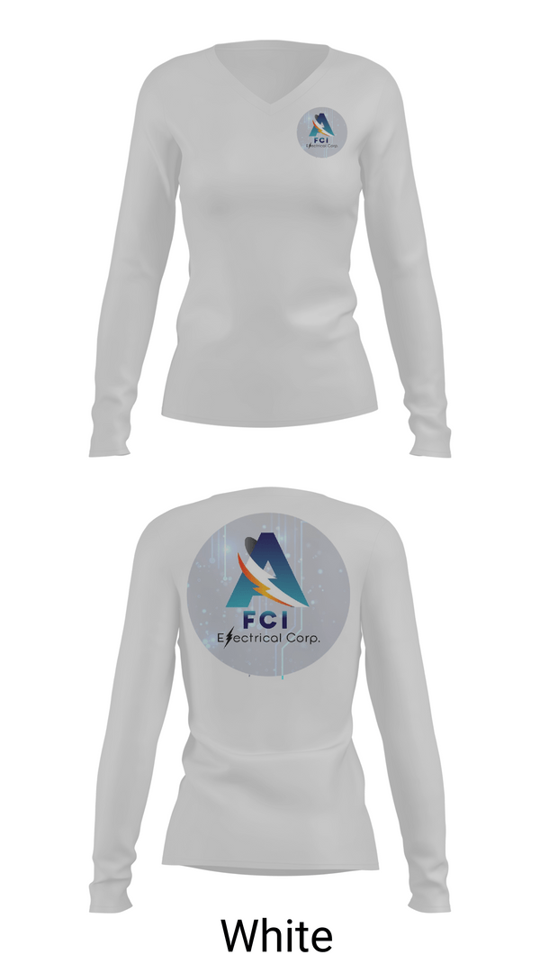 Womens Long Sleeve Vneck Shirt, AFCI ELECTRIC, , Teamtime, Team time, sublimation, custom sports apparel, team uniforms, spirit wear, spiritwear, sports uniforms, custom shirts, team store, custom team store, fundraiser sports, apparel fundraiser