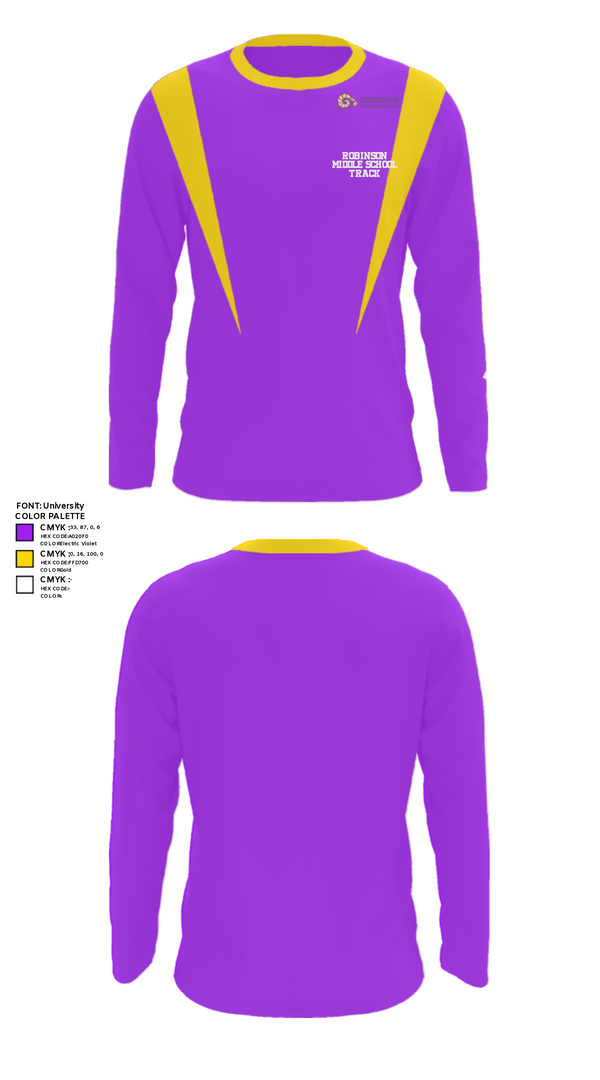 Long Sleeve Performance Shirt, Robinson Middle School Track, Track & Field, Teamtime, Team time, sublimation, custom sports apparel, team uniforms, spirit wear, spiritwear, sports uniforms, custom shirts, team store, custom team store, fundraiser sports, apparel fundraiser