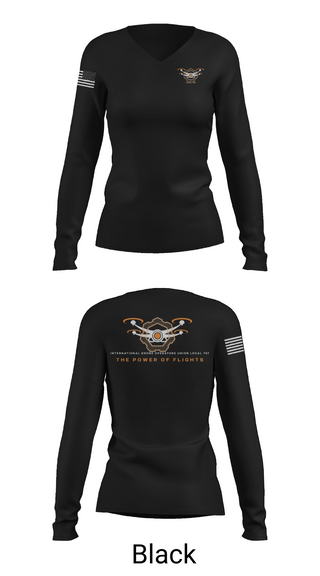 Womens Long Sleeve Vneck Shirt, International Drone Operators Union Local 757, , Teamtime, Team time, sublimation, custom sports apparel, team uniforms, spirit wear, spiritwear, sports uniforms, custom shirts, team store, custom team store, fundraiser sports, apparel fundraiser