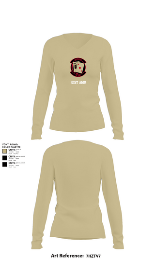 Womens Long Sleeve Vneck Shirt, 21st AMU, , Teamtime, Team time, sublimation, custom sports apparel, team uniforms, spirit wear, spiritwear, sports uniforms, custom shirts, team store, custom team store, fundraiser sports, apparel fundraiser