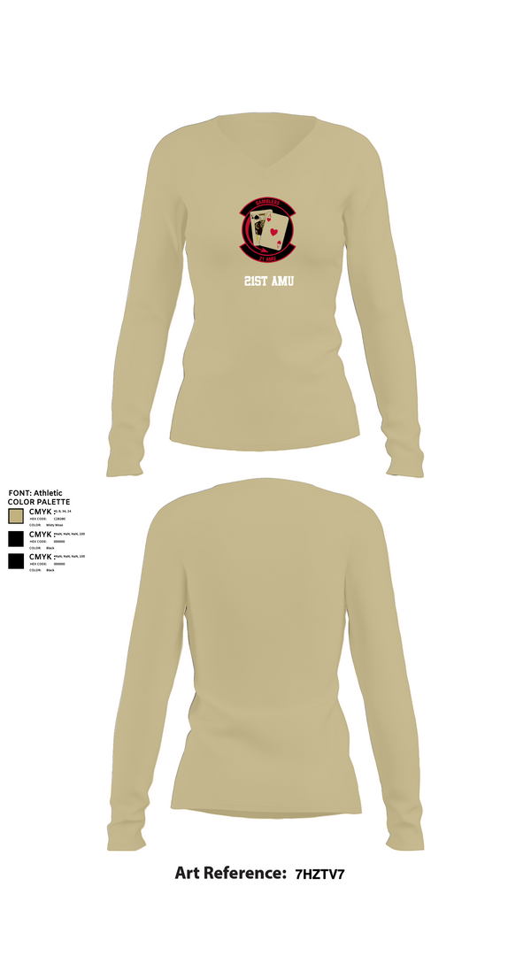 Womens Long Sleeve Vneck Shirt, 21st AMU, , Teamtime, Team time, sublimation, custom sports apparel, team uniforms, spirit wear, spiritwear, sports uniforms, custom shirts, team store, custom team store, fundraiser sports, apparel fundraiser