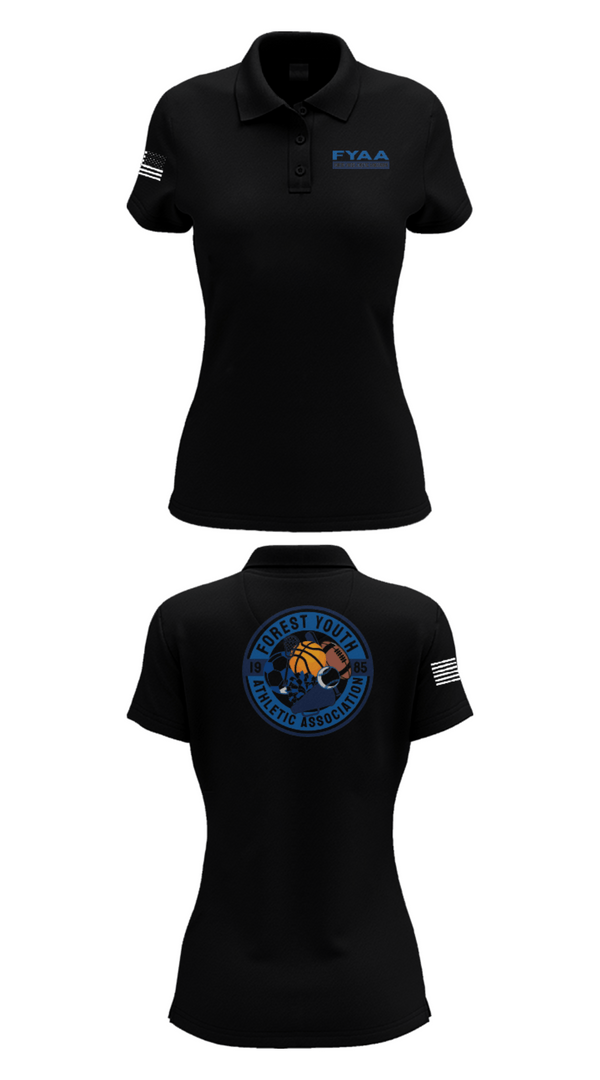 Women's Short Sleeve Performance Polo, Forest Youth Athletic Association Football, Football, Teamtime, Team time, sublimation, custom sports apparel, team uniforms, spirit wear, spiritwear, sports uniforms, custom shirts, team store, custom team store, fundraiser sports, apparel fundraiser