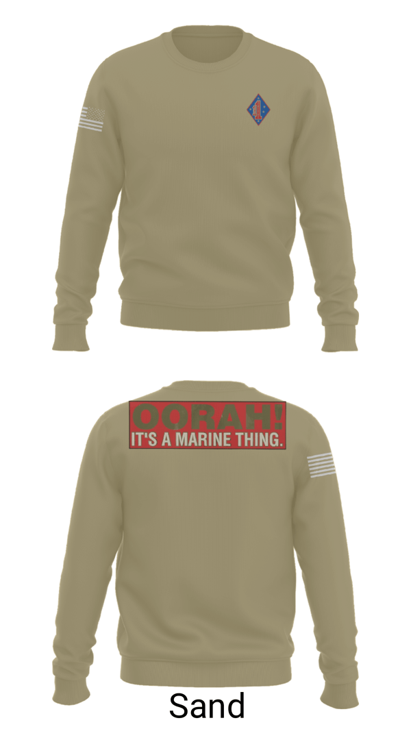 Crew Neck Sweatshirt, 1st Marine Regiment, Marines, Teamtime, Team time, sublimation, custom sports apparel, team uniforms, spirit wear, spiritwear, sports uniforms, custom shirts, team store, custom team store, fundraiser sports, apparel fundraiser