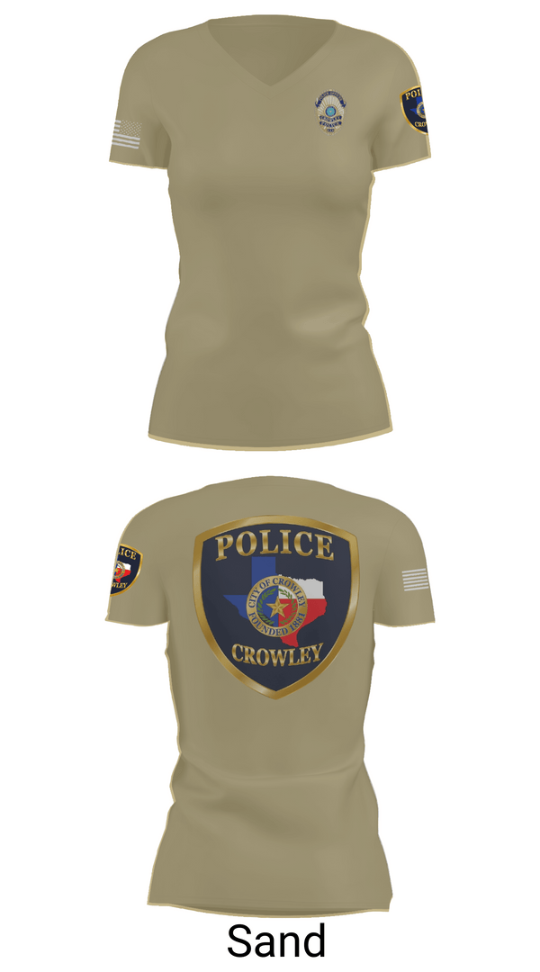 Womens Short Sleeve Vneck Shirt, Crowley Police Department, , Teamtime, Team time, sublimation, custom sports apparel, team uniforms, spirit wear, spiritwear, sports uniforms, custom shirts, team store, custom team store, fundraiser sports, apparel fundraiser
