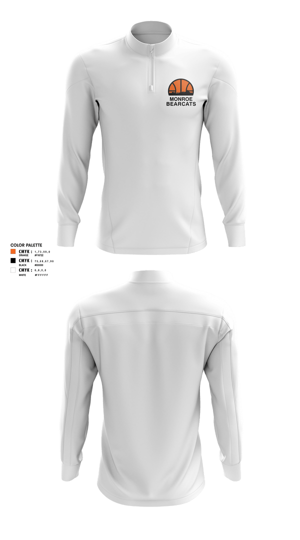 Quarter Zip Jacket, Monroe High School Basketball, Women's Basketball, Teamtime, Team time, sublimation, custom sports apparel, team uniforms, spirit wear, spiritwear, sports uniforms, custom shirts, team store, custom team store, fundraiser sports, apparel fundraiser