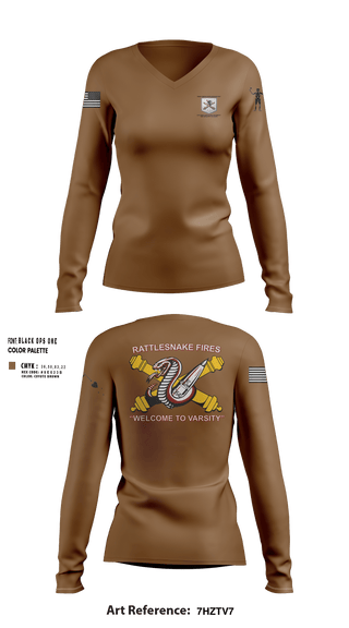 Womens Long Sleeve Vneck Shirt, Task Force Rattlesnake FIST, Army, Teamtime, Team time, sublimation, custom sports apparel, team uniforms, spirit wear, spiritwear, sports uniforms, custom shirts, team store, custom team store, fundraiser sports, apparel fundraiser