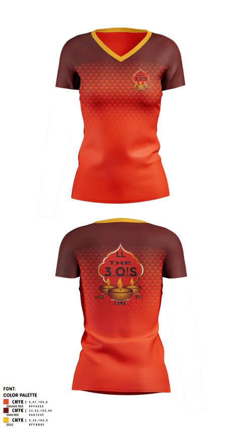 Womens Short Sleeve Vneck Shirt, 3 O's, , Teamtime, Team time, sublimation, custom sports apparel, team uniforms, spirit wear, spiritwear, sports uniforms, custom shirts, team store, custom team store, fundraiser sports, apparel fundraiser