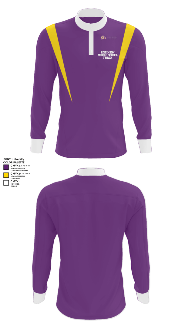 Quarter Zip Jacket, Robinson Middle School Track, Track & Field, Teamtime, Team time, sublimation, custom sports apparel, team uniforms, spirit wear, spiritwear, sports uniforms, custom shirts, team store, custom team store, fundraiser sports, apparel fundraiser