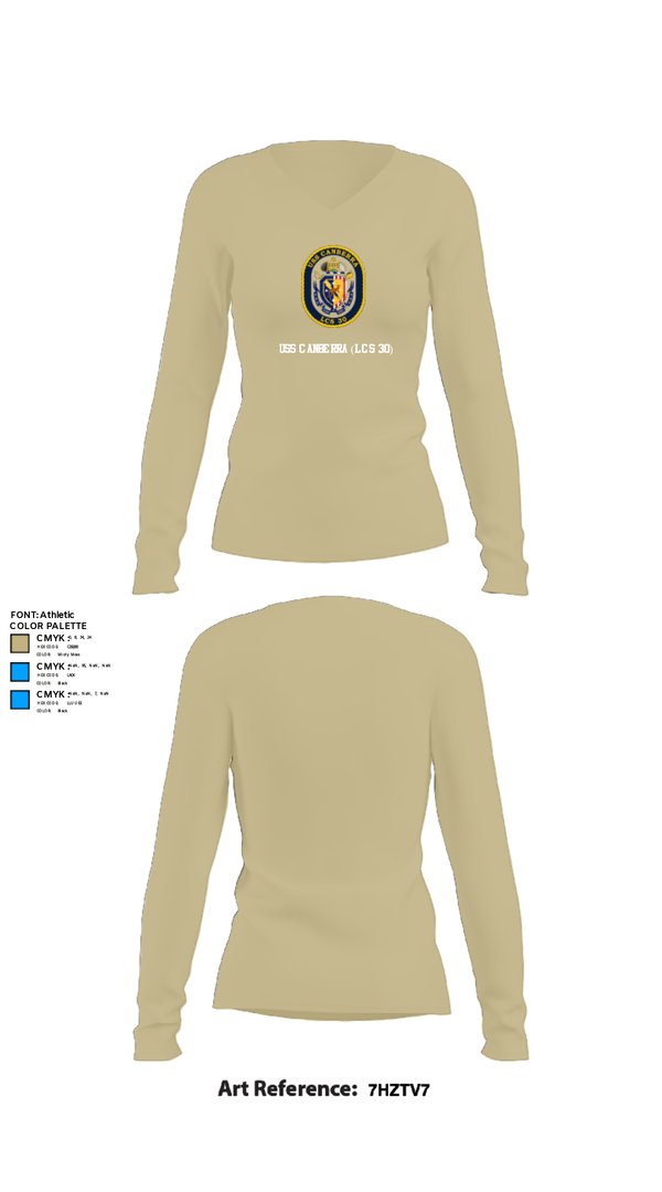 Womens Long Sleeve Vneck Shirt, USS CANBERRA (LCS 30), Navy, Teamtime, Team time, sublimation, custom sports apparel, team uniforms, spirit wear, spiritwear, sports uniforms, custom shirts, team store, custom team store, fundraiser sports, apparel fundraiser