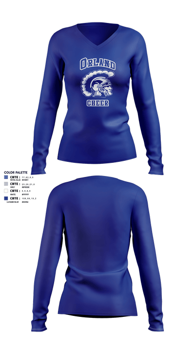 Orland Jr Trojans Football 79293862 Women's Long Sleeve V-neck Shirt - 4