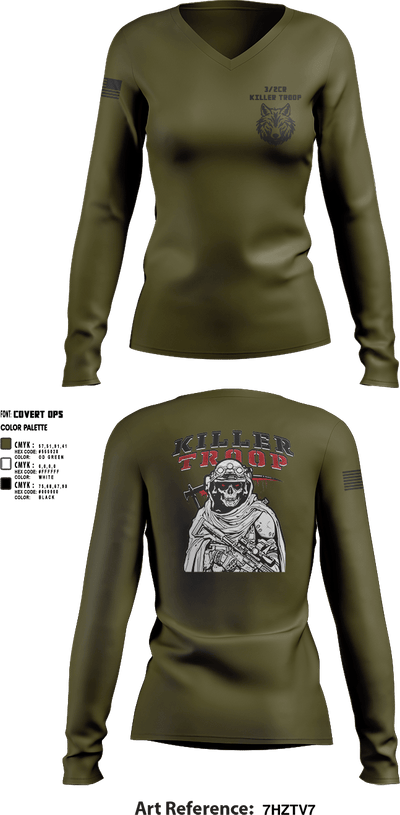 3/2CR Killer Troop 6220684 Women's Long Sleeve V-neck Shirt - 11