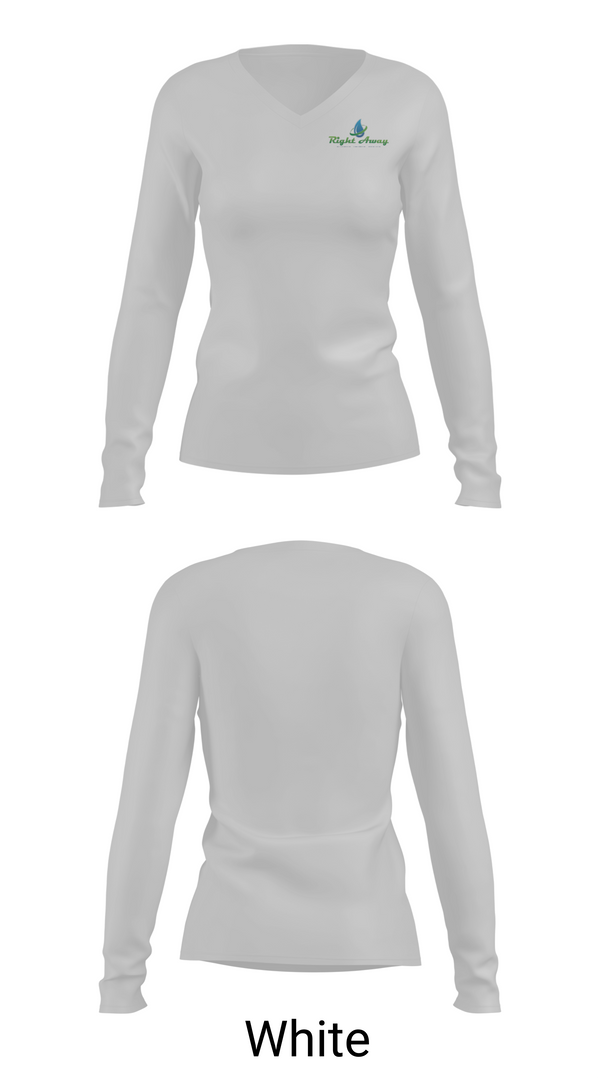 Womens Long Sleeve Vneck Shirt, Right away plumbing sewer heating cooling, , Teamtime, Team time, sublimation, custom sports apparel, team uniforms, spirit wear, spiritwear, sports uniforms, custom shirts, team store, custom team store, fundraiser sports, apparel fundraiser