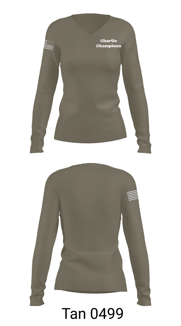Womens Long Sleeve Vneck Shirt, Charlie Champions, , Teamtime, Team time, sublimation, custom sports apparel, team uniforms, spirit wear, spiritwear, sports uniforms, custom shirts, team store, custom team store, fundraiser sports, apparel fundraiser