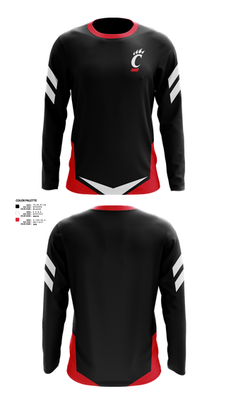 Long Sleeve Performance Shirt, University of Cincinnati Golf, Golf, Teamtime, Team time, sublimation, custom sports apparel, team uniforms, spirit wear, spiritwear, sports uniforms, custom shirts, team store, custom team store, fundraiser sports, apparel fundraiser