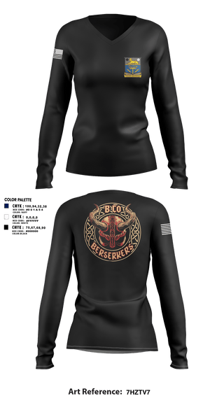 Womens Long Sleeve Vneck Shirt, ArmyBravo Company 715 MIArmy, Army, Teamtime, Team time, sublimation, custom sports apparel, team uniforms, spirit wear, spiritwear, sports uniforms, custom shirts, team store, custom team store, fundraiser sports, apparel fundraiser