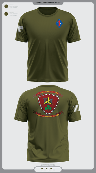 Short Sleeve Performance Shirt, 3rd combat engineering battalion, Marines, Teamtime, Team time, sublimation, custom sports apparel, team uniforms, spirit wear, spiritwear, sports uniforms, custom shirts, team store, custom team store, fundraiser sports, apparel fundraiser