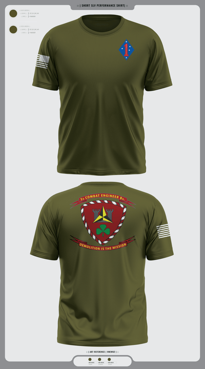 3rd combat engineering battalion 19894559 Short Sleeve Performance Shirt - 2
