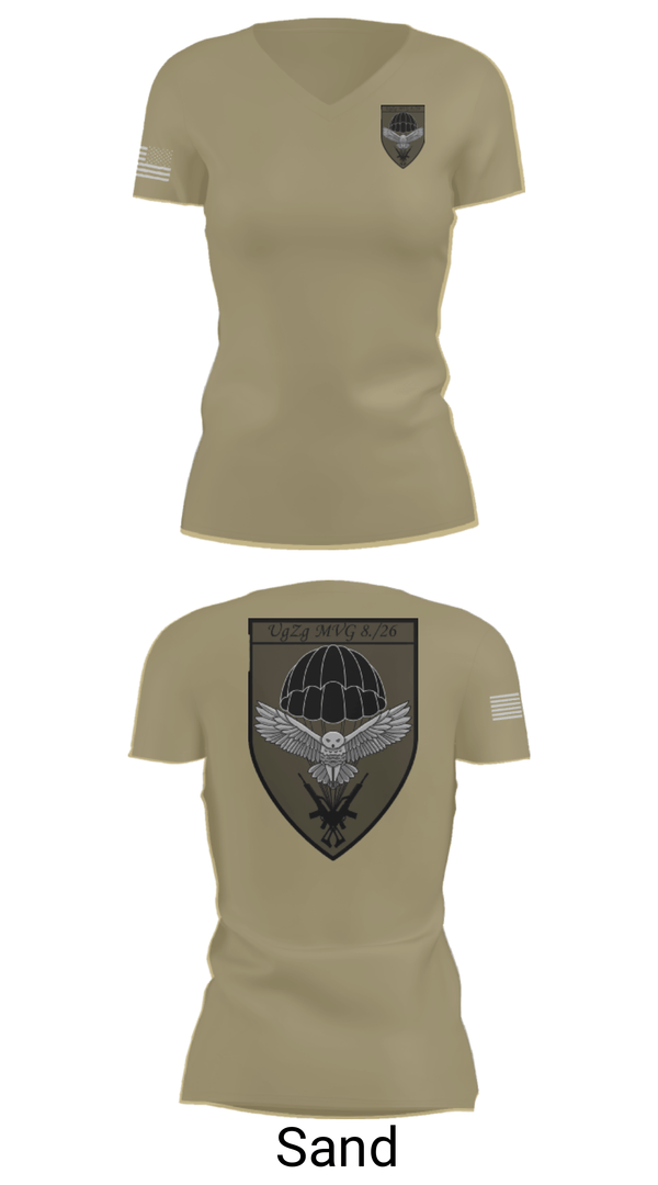 Womens Short Sleeve Vneck Shirt, 8.FschJgRgt 26, Army, Teamtime, Team time, sublimation, custom sports apparel, team uniforms, spirit wear, spiritwear, sports uniforms, custom shirts, team store, custom team store, fundraiser sports, apparel fundraiser