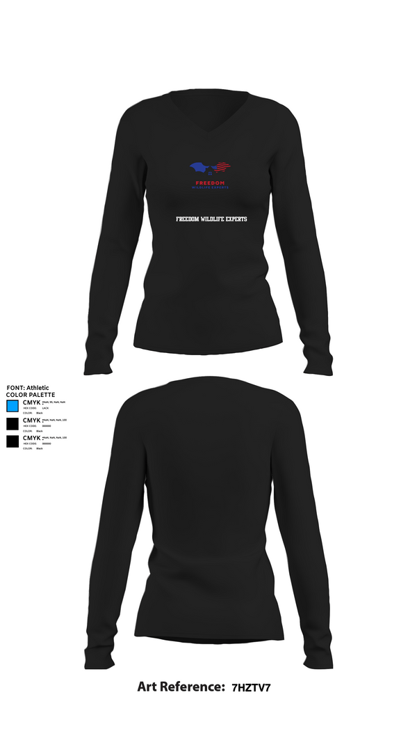 Womens Long Sleeve Vneck Shirt, FREEDOM WILDLIFE EXPERTS, , Teamtime, Team time, sublimation, custom sports apparel, team uniforms, spirit wear, spiritwear, sports uniforms, custom shirts, team store, custom team store, fundraiser sports, apparel fundraiser