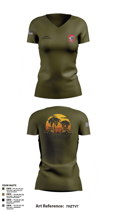 Charger Co. / 2-112th Infantry Battalion 37738588 Women's Short Sleeve V-neck Shirt - 33