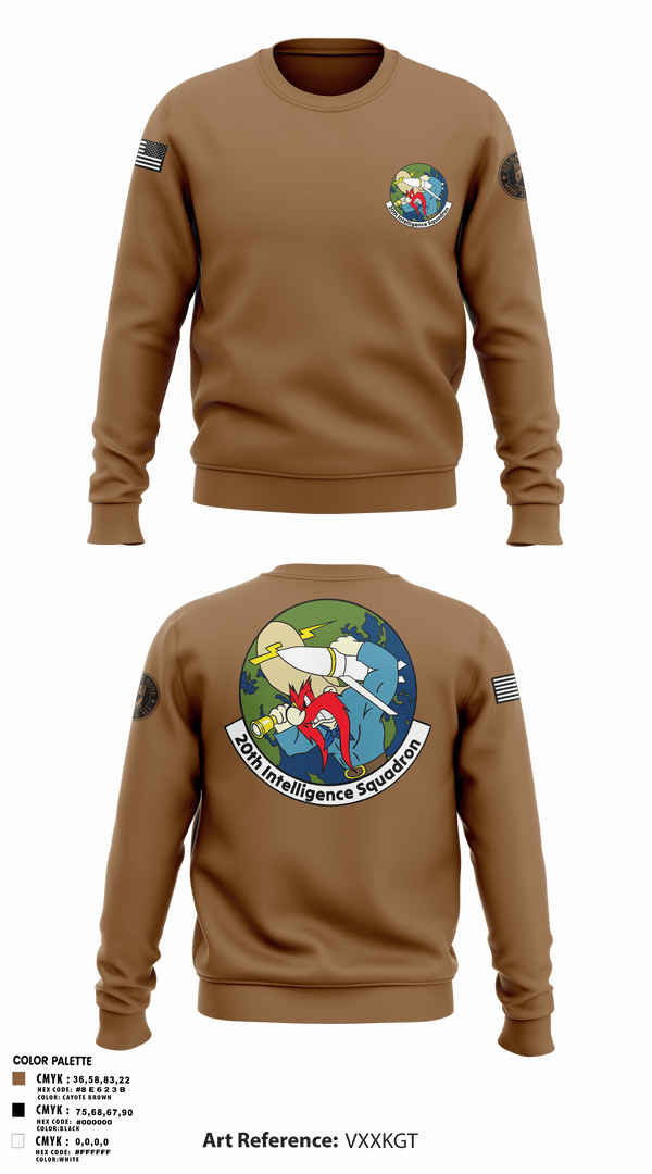 Crew Neck Sweatshirt, 20th Intelligence Squadron, Air Force, Teamtime, Team time, sublimation, custom sports apparel, team uniforms, spirit wear, spiritwear, sports uniforms, custom shirts, team store, custom team store, fundraiser sports, apparel fundraiser