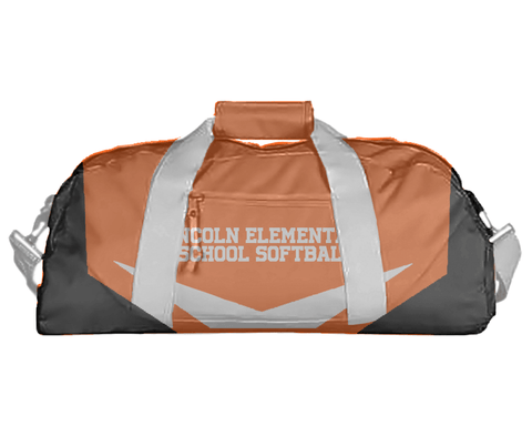 Duffle Bag, Lincoln Elementary School Softball, Softball, Teamtime, Team time, sublimation, custom sports apparel, team uniforms, spirit wear, spiritwear, sports uniforms, custom shirts, team store, custom team store, fundraiser sports, apparel fundraiser