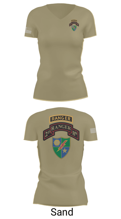 2nd Battalion 75th Ranger Regiment 36081201 Women's Short Sleeve V-neck Shirt - 88