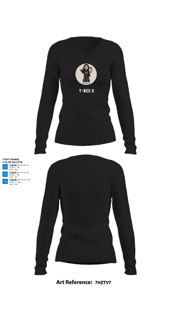 Women's Long Sleeve Vneck Shirt, T-Rex’s, Men's Basketball, Teamtime, Team time, sublimation, custom sports apparel, team uniforms, spirit wear, spiritwear, sports uniforms, custom shirts, team store, custom team store, fundraiser sports, apparel fundraiser