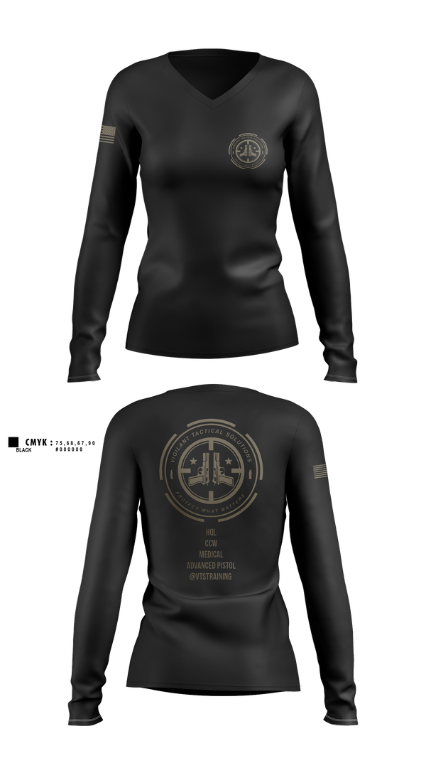 Womens Long Sleeve Vneck Shirt, Vigilante Tactical Solutions, , Teamtime, Team time, sublimation, custom sports apparel, team uniforms, spirit wear, spiritwear, sports uniforms, custom shirts, team store, custom team store, fundraiser sports, apparel fundraiser