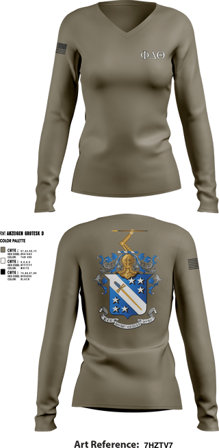 Women's Long Sleeve Vneck Shirt, Phi Delta Theta, Army, Teamtime, Team time, sublimation, custom sports apparel, team uniforms, spirit wear, spiritwear, sports uniforms, custom shirts, team store, custom team store, fundraiser sports, apparel fundraiser