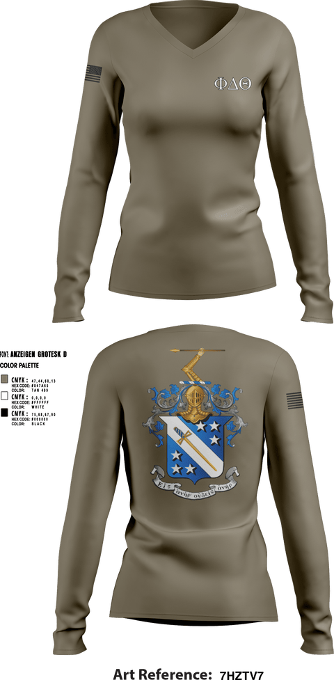 Women's Long Sleeve Vneck Shirt, Phi Delta Theta, Army, Teamtime, Team time, sublimation, custom sports apparel, team uniforms, spirit wear, spiritwear, sports uniforms, custom shirts, team store, custom team store, fundraiser sports, apparel fundraiser